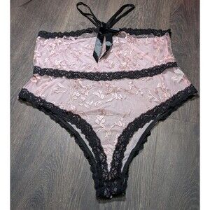 Lingerie Lace Mesh Bodysuit Pink And Black Women's New Unbranded (1018D)
